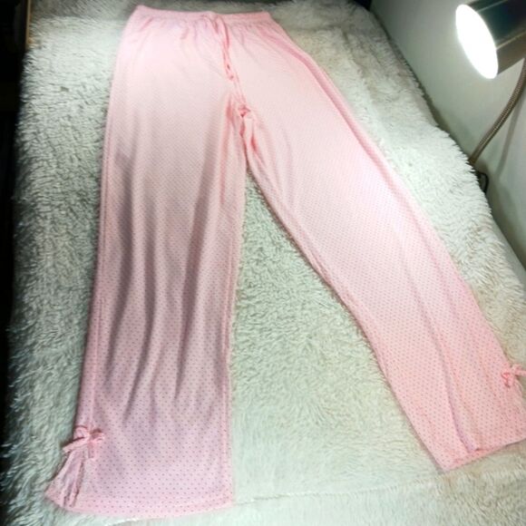 NWOT Lati Fashion Pink Polka Dot Pajama Set Lace Dainty Floral Hem Womans M - Picture 13 of 16